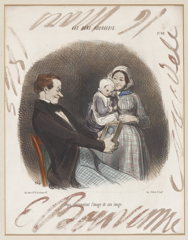 Papa contemplant l'image de son image. (Les Bons Bourgeois No. 40), from Le Charivari