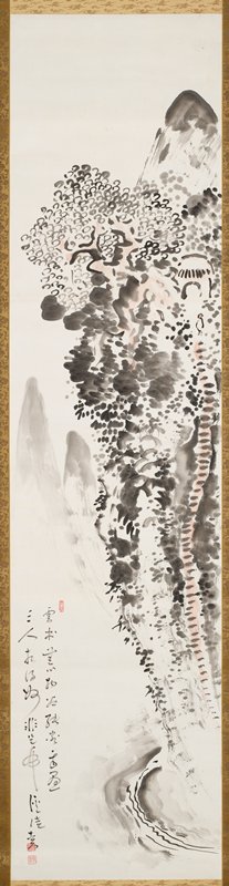 Running Water and Plum Blossoms, Fukuda Kodōjin, c. 1913–21