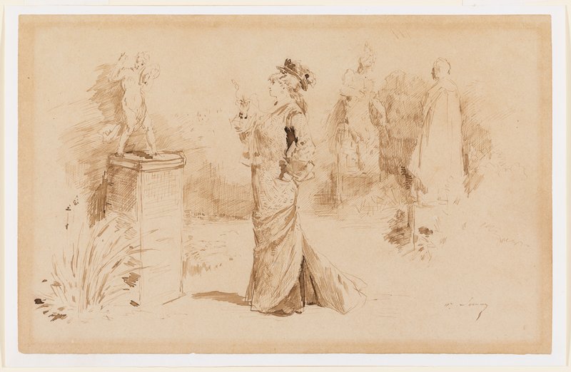Woman with Garden Statues, Henry Somm, c. 1890