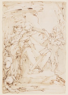 Dokumentasi “Chastity, Obedience, and Poverty”; Pen and brown ink with brush and brown wash over black chalk. Minneapolis Institute of Art.