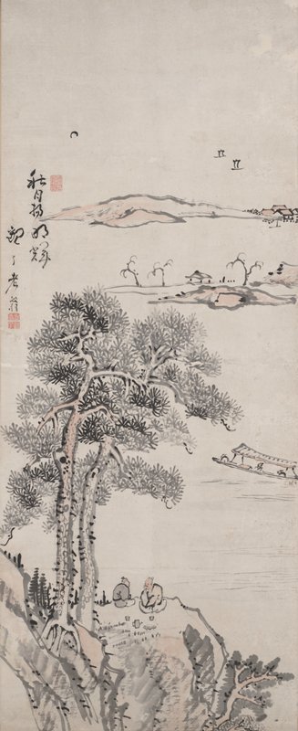 Boating Past Pine Trees, Ikeno Kanryō, early 19th century