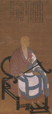 Dokumentasi “Portrait of Dengai Sōsa”; Hanging scroll, ink, color, and gold leaf on silk. Minneapolis Institute of Art.