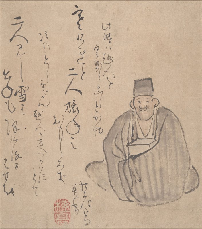 Bashō with two Haiku, Ki Baitei, late 18th–early 19th century