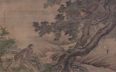 Dokumentasi “Monkeys Watching a Praying Mantis Catching a Wasp”; Hanging scroll, ink and color on paper. Minneapolis Institute of Art.