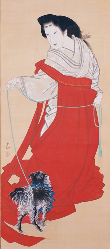 Court Lady with Dog, Mihata Jōryū, 1830s