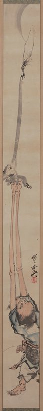 Long Arms [right of a pair of Long Legs and Long Arms], Kawanabe Kyōsai, 1870s–1880s