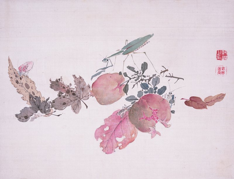 Pomegranate and Insects, Urakami Shunkin, 1834