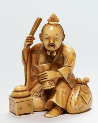 Musician at New Year, Seiichi 静一, late 19th century