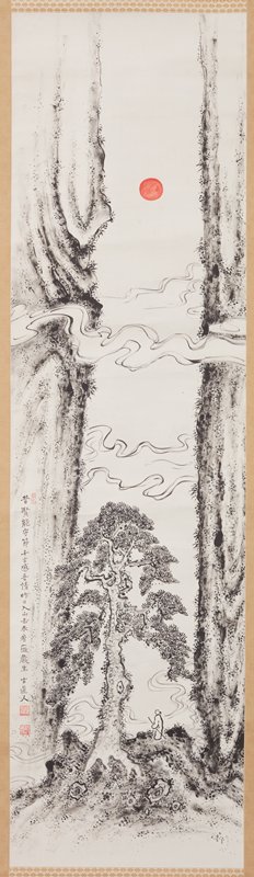 Pine Tree and Rising Sun between Cliffs, Fukuda Kodōjin, Ca. 1931–1933