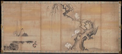 Birds in Landscape [right of a pair], Kano Naonobu, first half 17th century