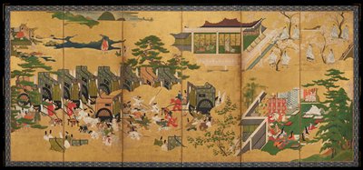 Spring and Summer [right of the pair Scenes from the Tale of Genji in the Four Seasons], mid 17th century
