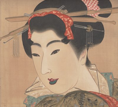 Geisha [right of a triptych of Three Beauties], Mihata Jōryū, 1830s