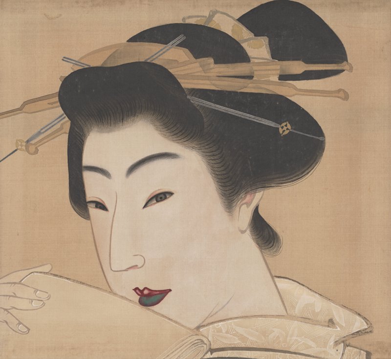 Courtesan [center of a triptych of Three Beauties], Mihata Jōryū, 1830s