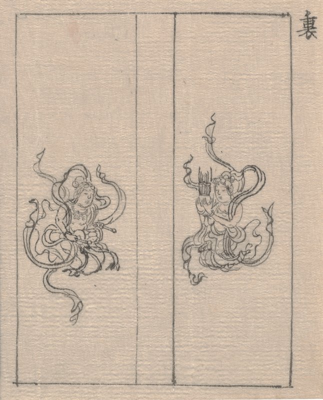 Two Buddhist Musicians, Yamamoto Baiitsu, first half 19th century