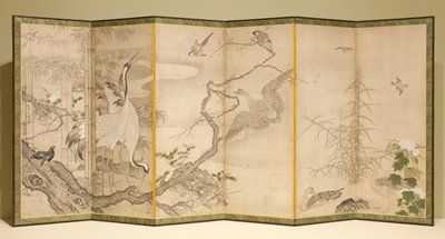 Birds in Landscape [left of a pair], Shūgetsu Tōkan, early 16th century