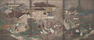 Dokumentasi “Anggota kelompok terkait: Scenes from the Tale of Genji on Silver Ground [left of a pair] (2013.29.301.1)”. Minneapolis Institute of Art.