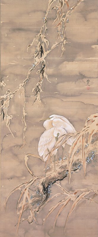Egrets in Snow, Tsubaki Chinzan, mid 19th century
