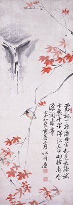 Kingfisher and Maple Leaves, Minagawa Kien, spring 1803