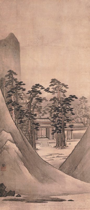 Landscape with Temple, Kano Sansetsu, first half 17th century