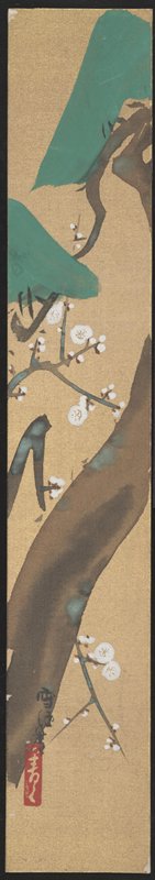 Pine and Plum Blossoms, from a set of three panels, Камисака Сэкка, 1920–1930-е