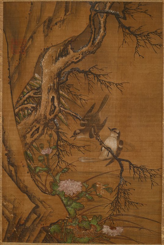 Birds and Chrysanthemums in Snow, Geiai 芸愛, first half 16th century