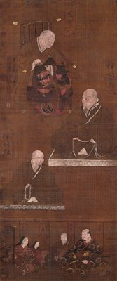 Dokumentasi “Three Patriarchs of the Jōdo Shin Sect”; Hanging scroll, ink and color on silk. Minneapolis Institute of Art.