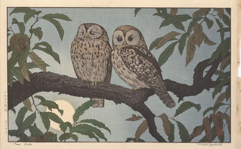 Two Owls, Yoshida Tōshi, 1970