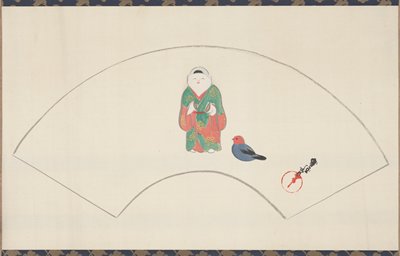 Folding Fan with Fushimi Doll, Kamisaka Sekka, 1920s–1930s