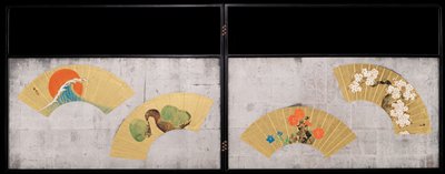 Screen with four fans, Kamisaka Sekka, 1920s–1930s