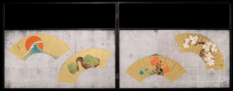 Screen with four fans, Kamisaka Sekka, 1920s–1930s