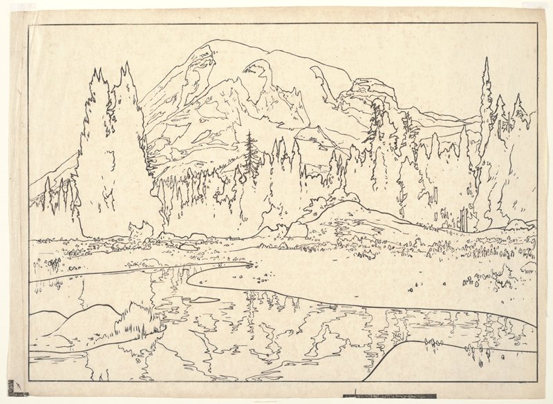 Keyblock impression for Mt. Rainier, Yoshida Hiroshi, 1925