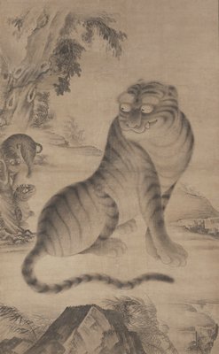 Dokumentasi “Tigress with Two Cubs”; Hanging scroll, ink on paper. Minneapolis Institute of Art.