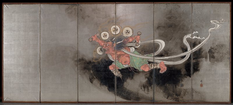 God of Thunder [right of the pair Gods of Thunder, Wind, and Rain], Mano Kyōtei, early 20th century