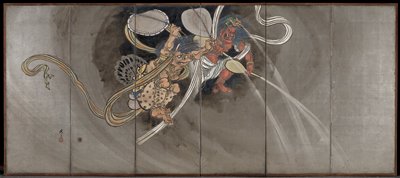 Gods of Wind and Rain [left of the pair Gods of Thunder, Wind, and Rain], Mano Kyōtei, early 20th century