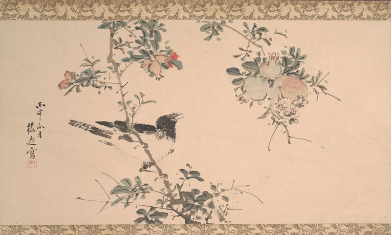 Pomegranate and Bird, Yamamoto Baiitsu, first half 19th century