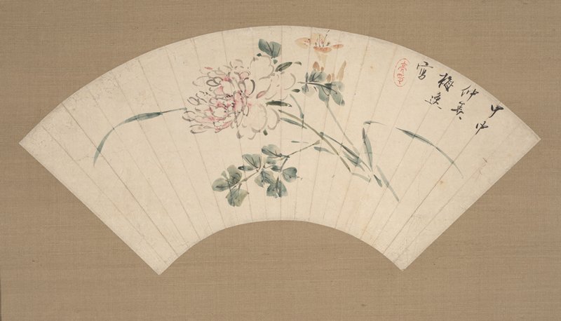 Peony on a fan, Yamamoto Baiitsu, first half 19th century