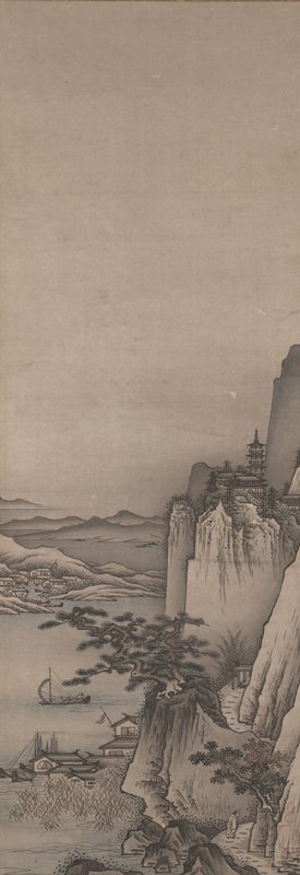 Landscape of Summer and Autumn, from a triptych of Bodhidharma and Landscapes of the Four Seasons, Unkoku Tōeki, 1620s