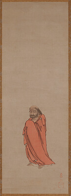 Standing Daruma (Bodhidharma), from a triptych of Daruma and Landscapes of the Four Seasons, Unkoku Tōeki, 1620s