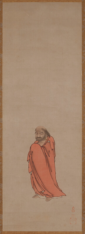 Standing Daruma (Bodhidharma), from a triptych of Daruma and Landscapes of the Four Seasons, Unkoku Tōeki, 1620s