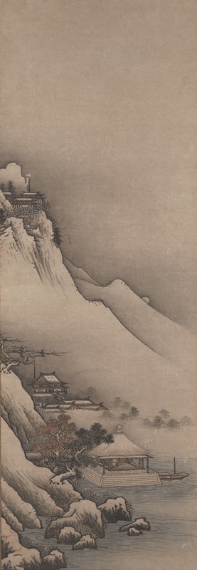 Landscape of Winter and Spring, from a triptych of Bodhidharma and Landscapes of the Four Seasons, Unkoku Tōeki, 1620s