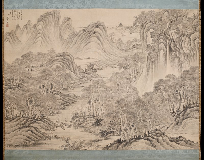 Landscape after the Four Wangs, Okada Hankō, Winter 1840