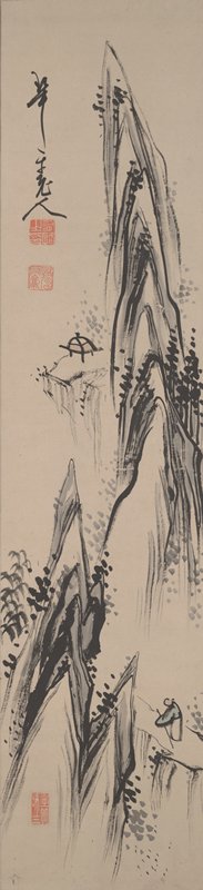 Landscape with Scholar and Empty Pavilion, Doi Gōga, second half 19th century