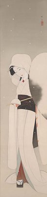 Woman with Parasol in Falling Snow, Mori Ippo, 1820s–1830s