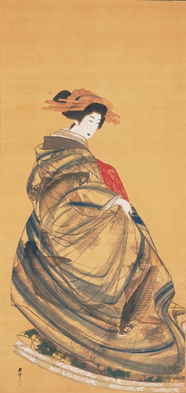 Beauty with Carp Kimono, Mihata Jōryū, 1830s