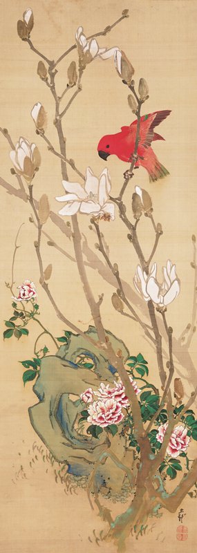 Red Parakeet, Mihata Jōryū, 1830s