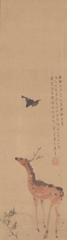 Deer and Bat, Yokoi Kinkoku, early 19th century