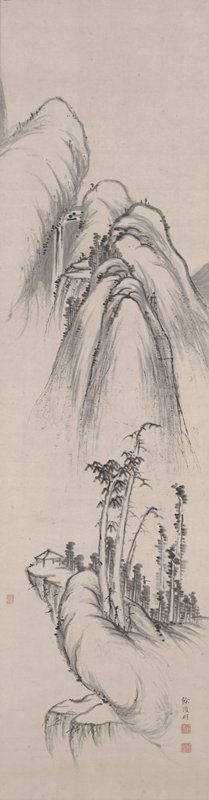 Landscape in the Manner of Ni Zan, Aoki Shukuya, second half 18th century