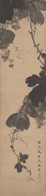 Grape Vines in the Wind, one of two, Tenryū Dōjin, late 18th century