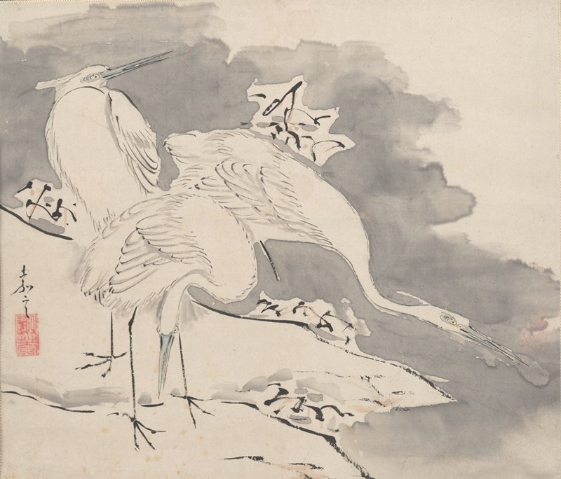 Egrets in Snow, Niwa Kagen, late 18th century
