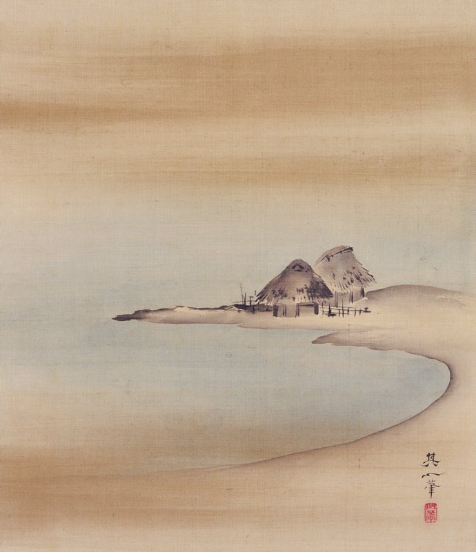 Huts [right from the triptych Three Evening Scenes], Suzuki Kiitsu, first half 19th century